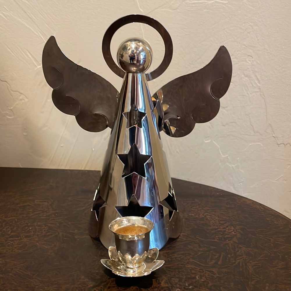 Beautiful Silver-plated Angel Candle Holder in Box